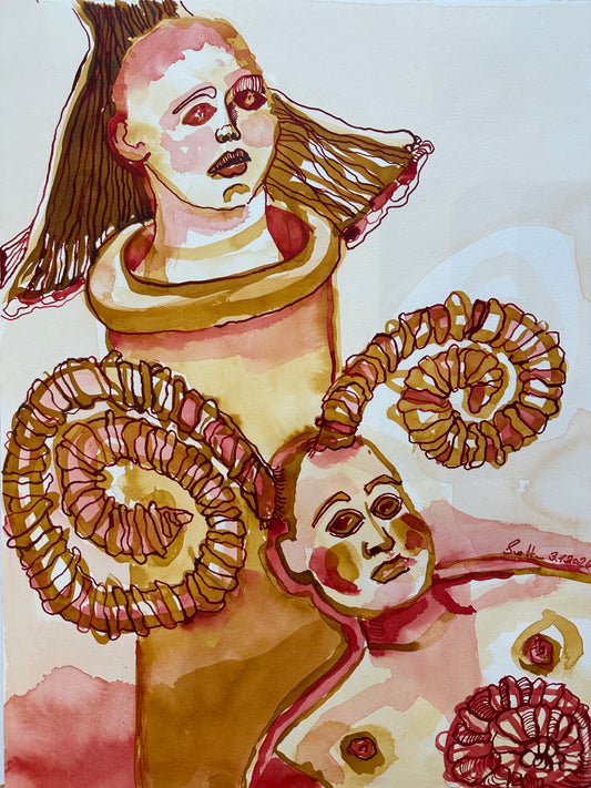 Stillleben mit Puppenkopf und Widderhörnern, Version 2, 2026